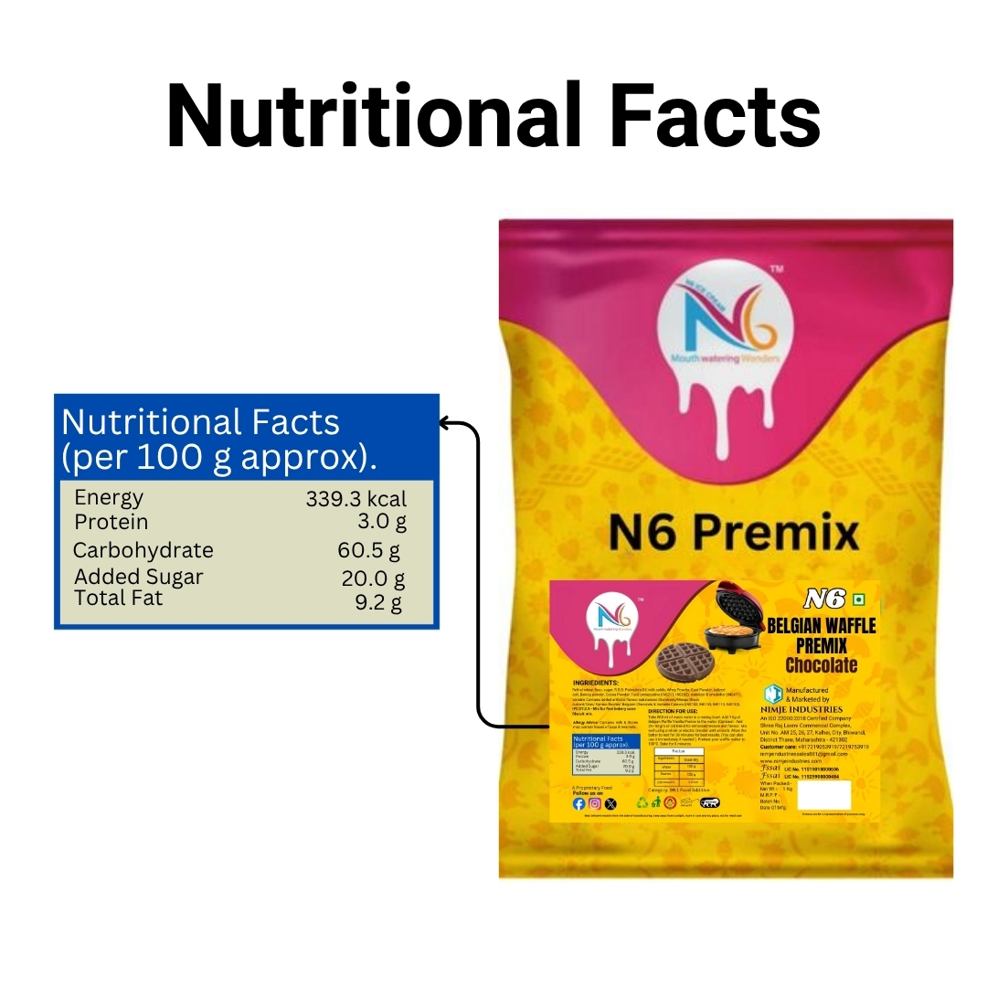 N6 Belgian Chocolate Waffle Premix (1kg) – Instant Eggless Waffle Mix for Crispy & Fluffy Belgian Waffles - Image 6