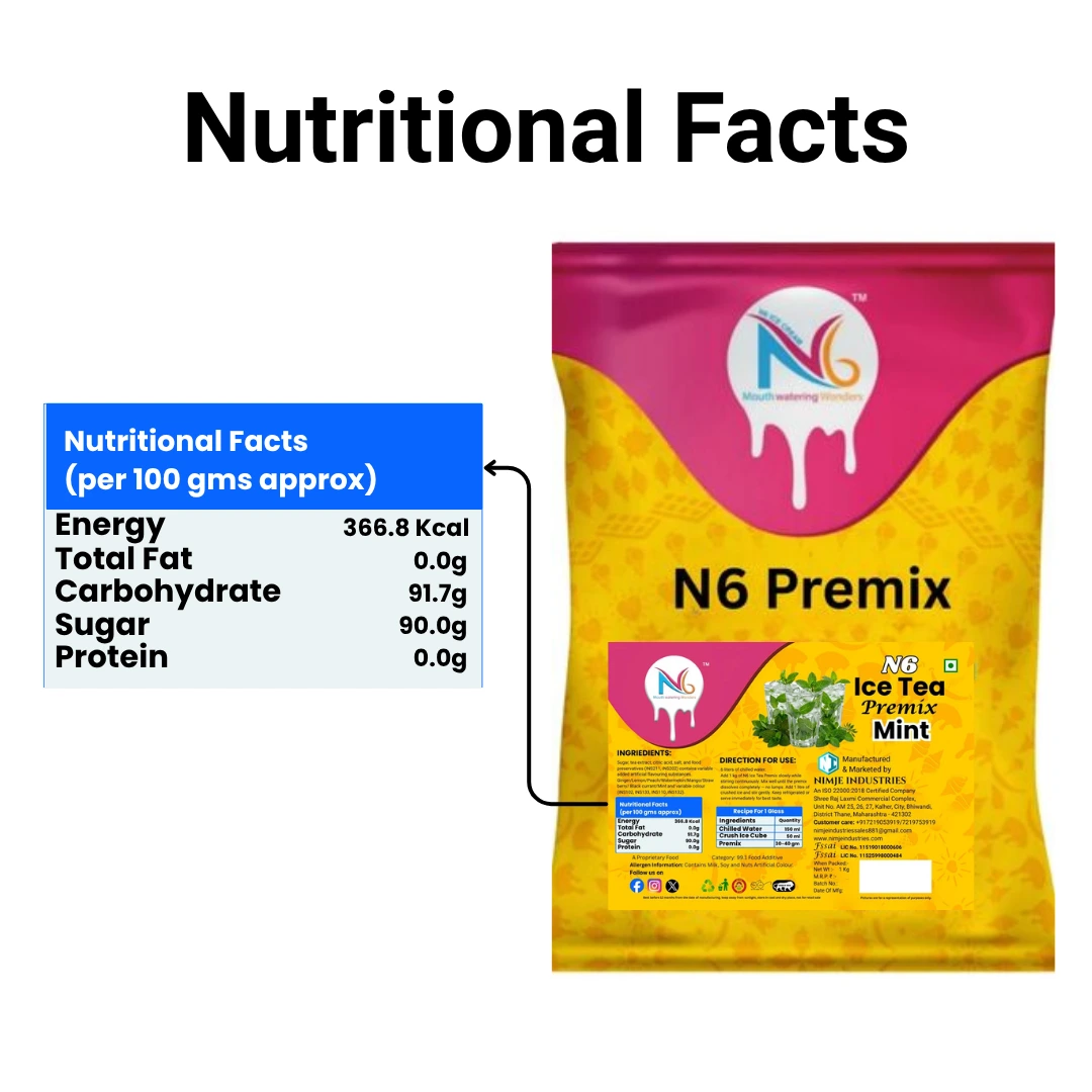N6 Mint Ice Tea Premix instant iced tea mix for cafes hotels restaurants and distributors