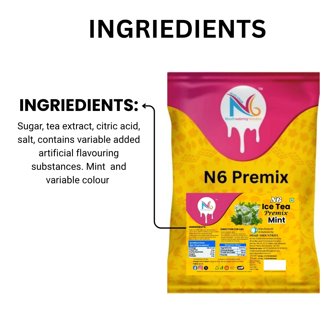 N6 Mint Ice Tea Premix instant iced tea mix for cafes hotels restaurants and distributors