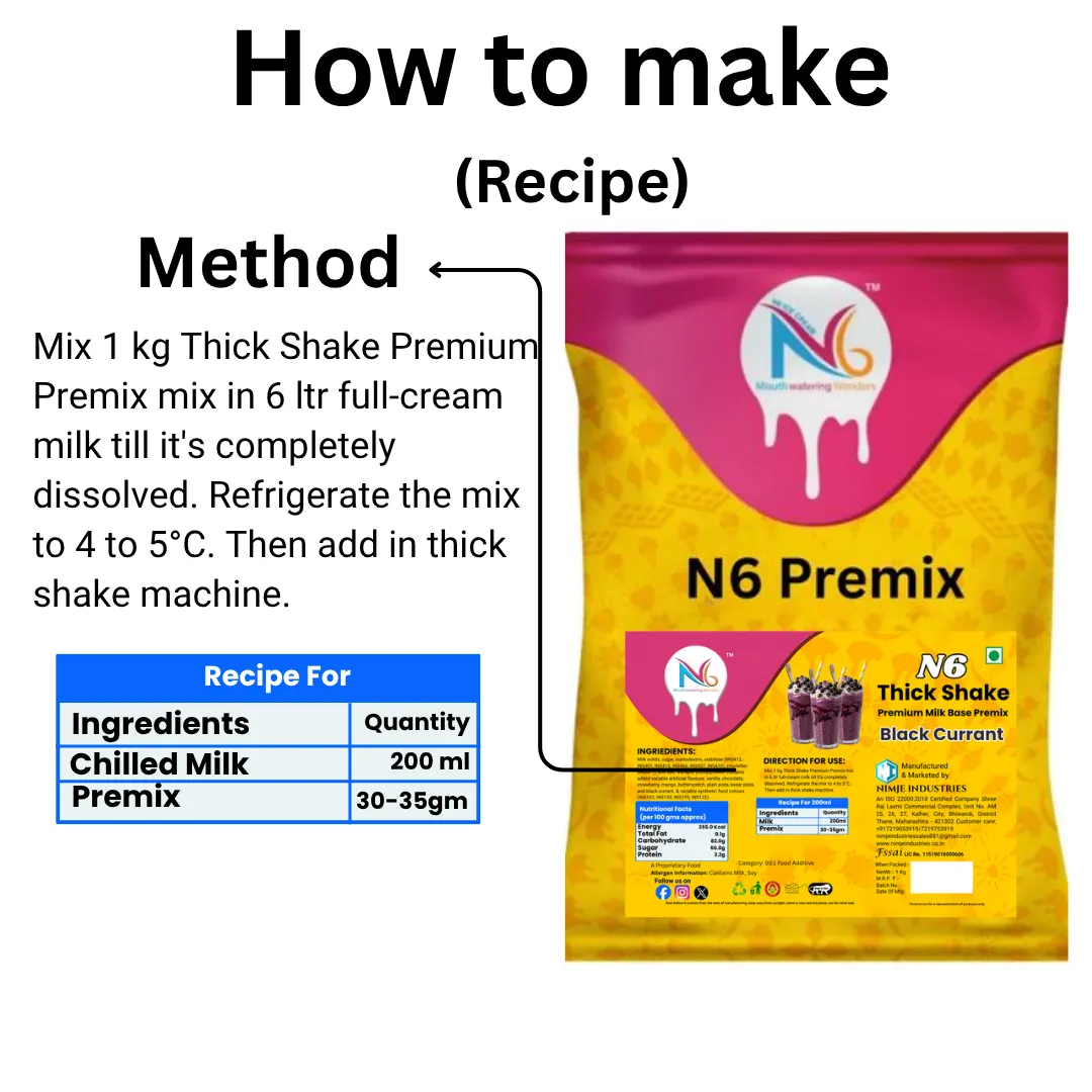 N6 Black Currant Thick Shake Premix (1kg) – Commercial Milk Base Powder for Cafes & Thick Shake Machines - Image 5