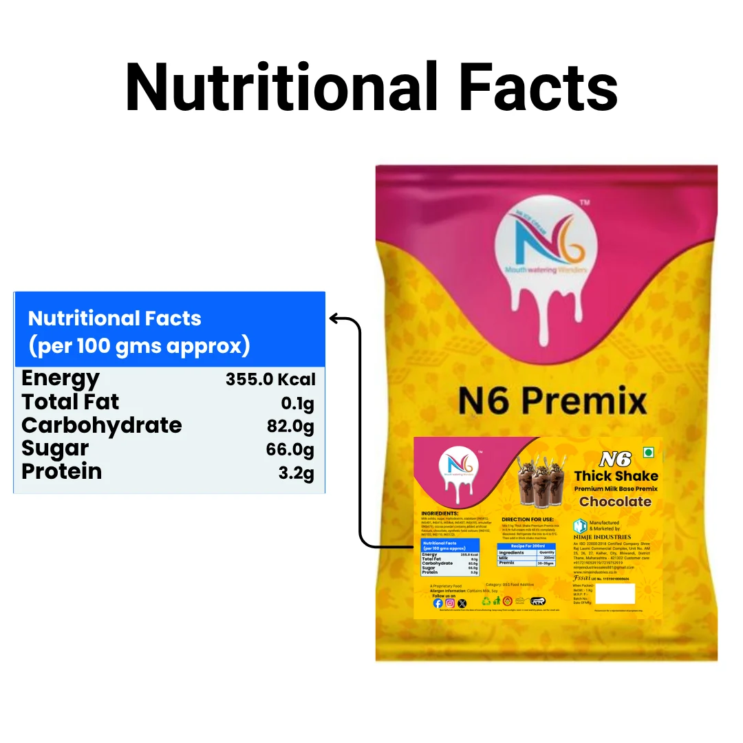 N6 Chocolate Thick Shake Premix (1kg) – Commercial Milk Base Powder for Cafes & Thick Shake Machines - Image 6