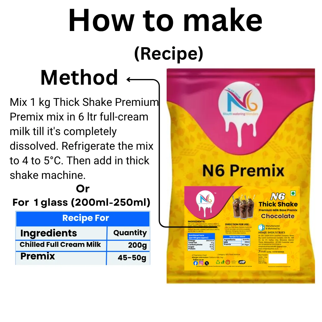 N6 Chocolate Thick Shake Premix (1kg) – Commercial Milk Base Powder for Cafes & Thick Shake Machines - Image 5