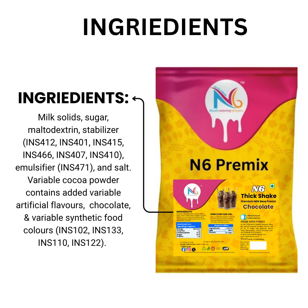 N6 Chocolate Thick Shake Premix (1kg) – Commercial Milk Base Powder for Cafes & Thick Shake Machines - Image 4
