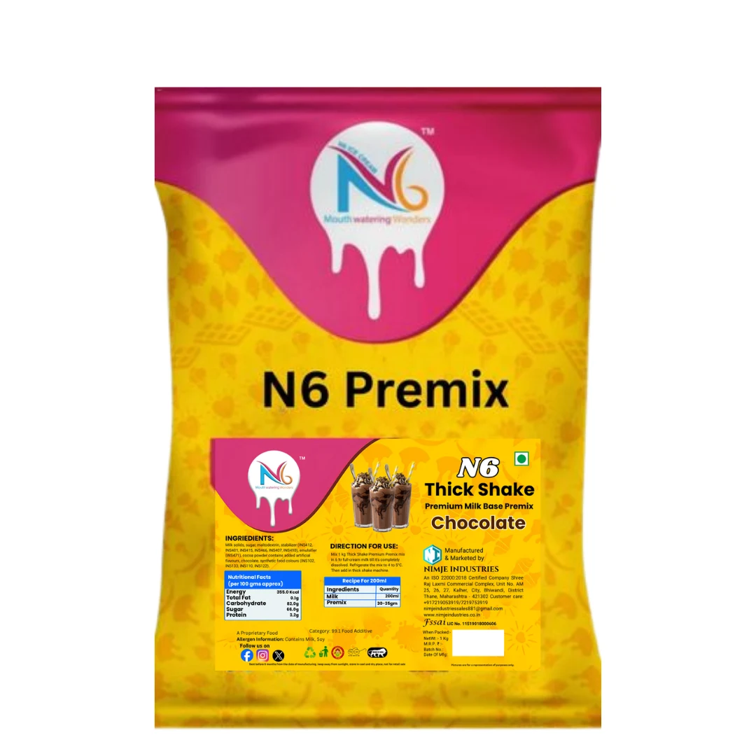 N6 Chocolate Thick Shake Premix (1kg) – Commercial Milk Base Powder for Cafes & Thick Shake Machines - Image 3