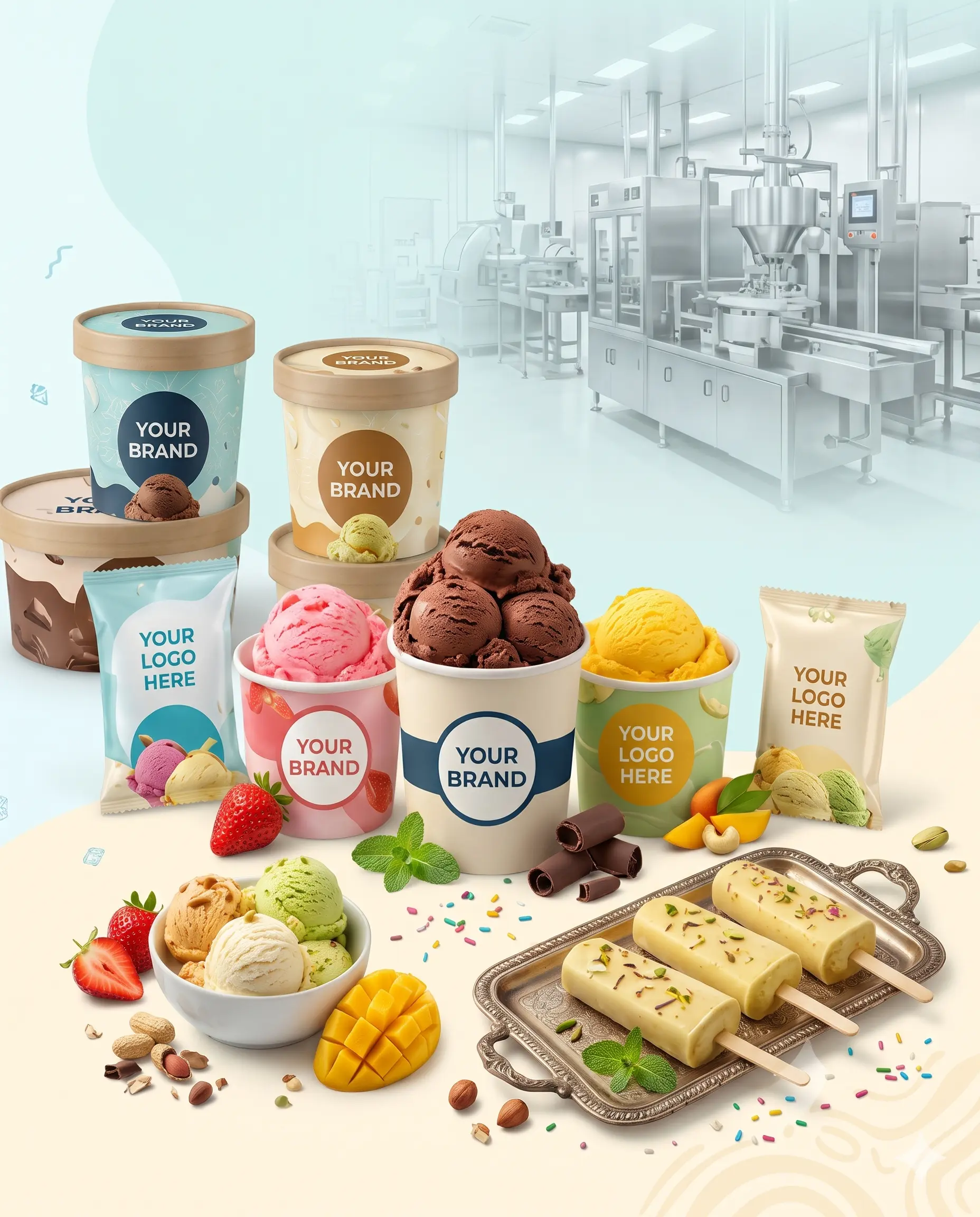 Colourful scoops of premium ice cream