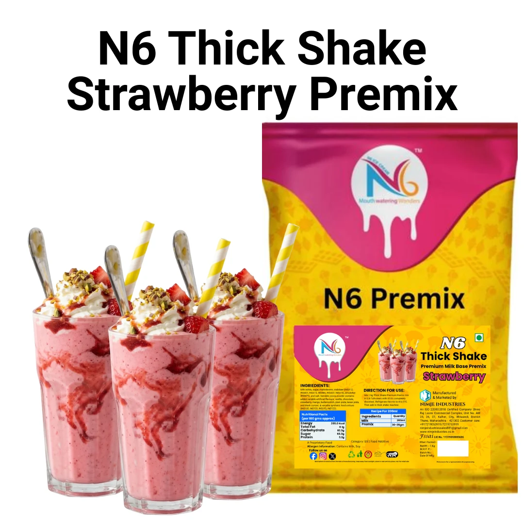 N6 strawberry thick shake premix 1kg commercial milk base powder by Nimje Industries