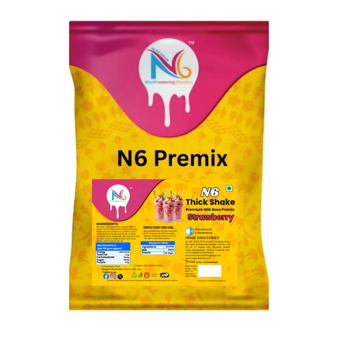 N6 strawberry thick shake premix 1kg commercial milk base powder by Nimje Industries
